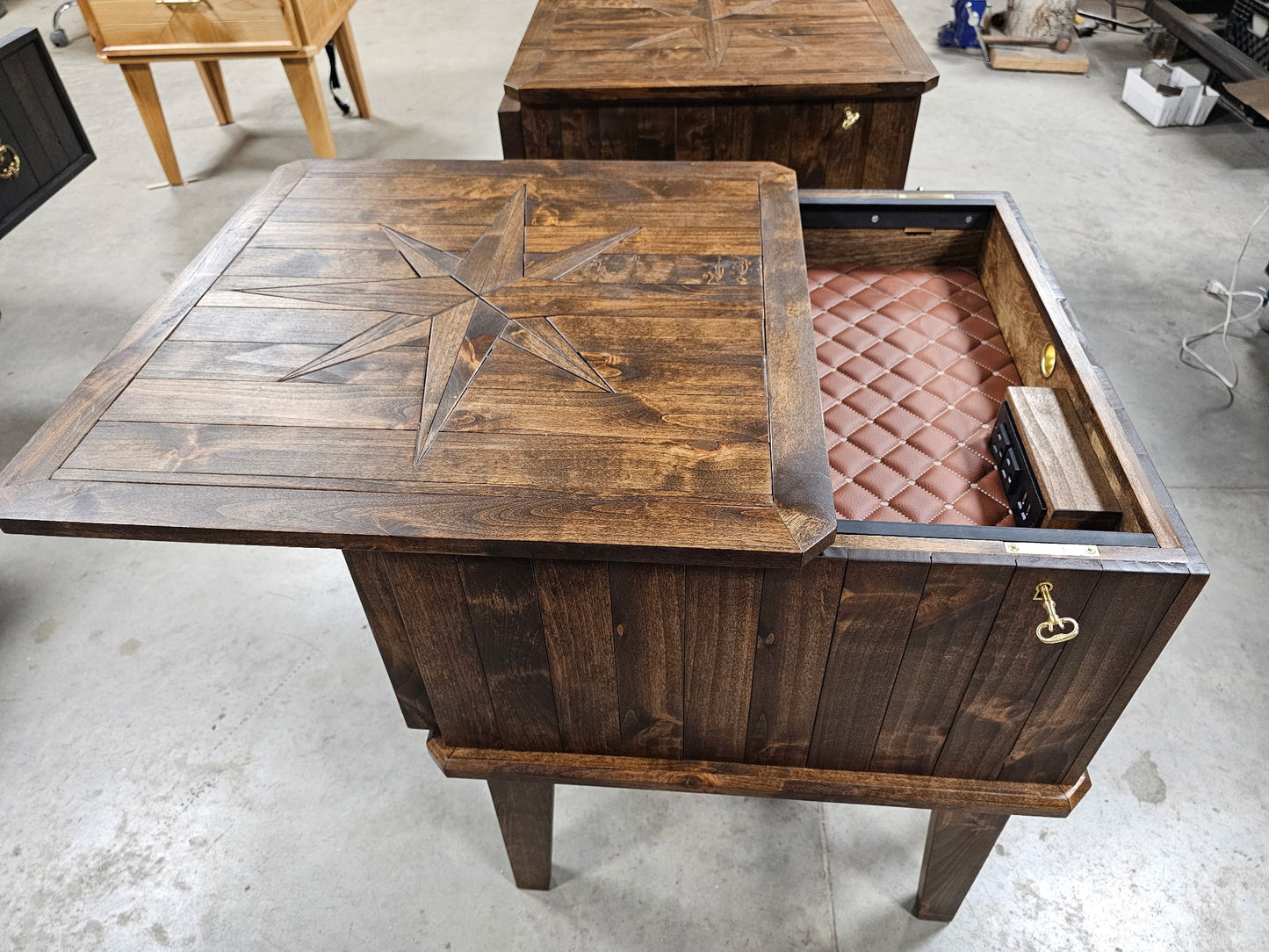 Hidden Compartment Nightstand - Walnut Finish