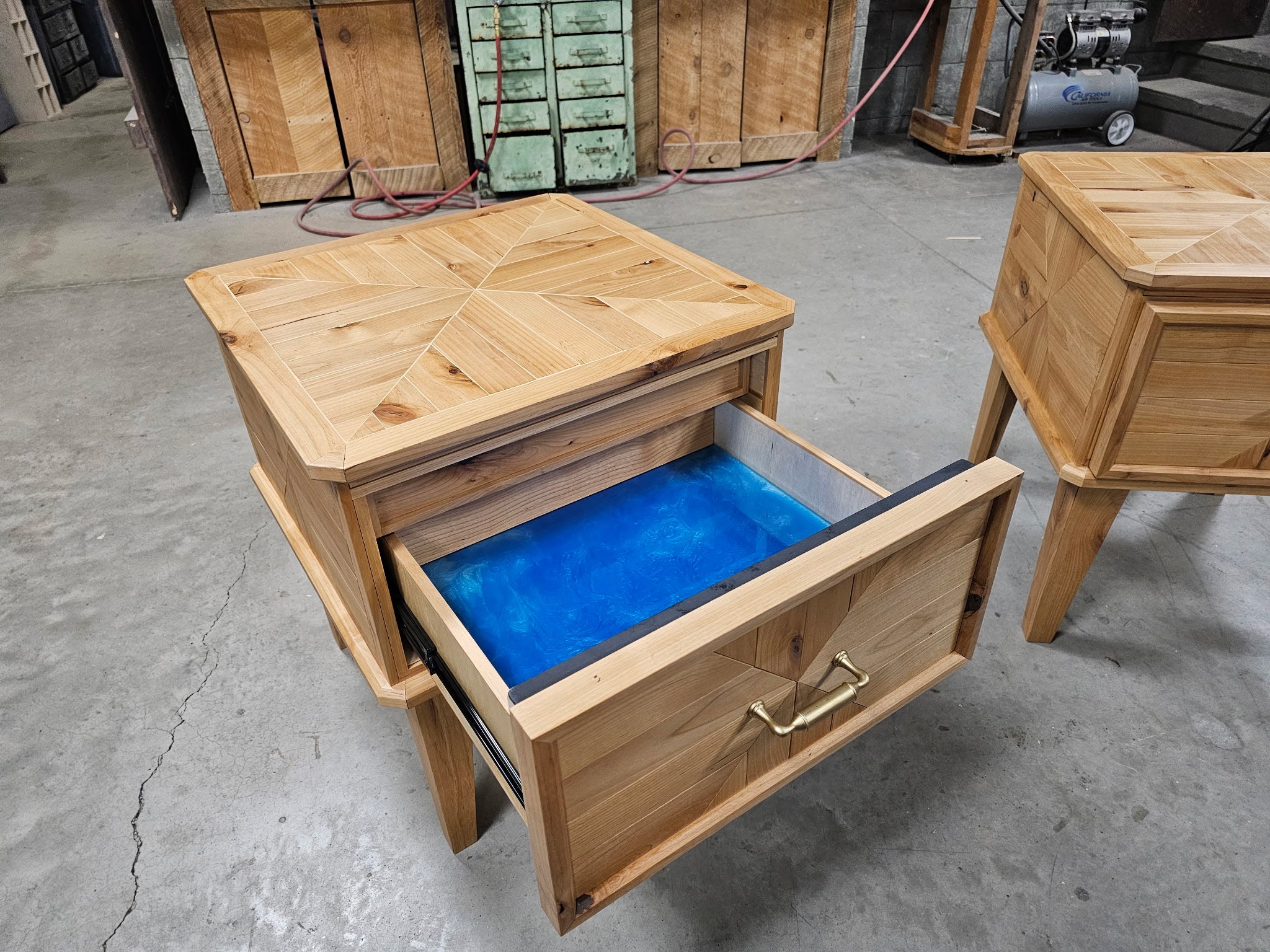 Hidden Compartment Nightstand - Natural Finish